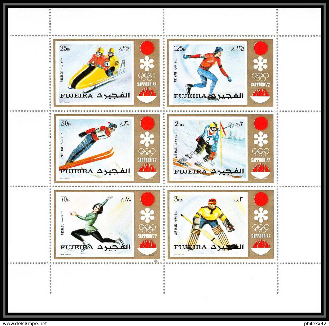 185 Fujeira MNH ** Mi N° 819 / 824 A Jeux Olympiques (winter Olympic Games SAPPORO 72 Hockey Bob - Winter 1972: Sapporo