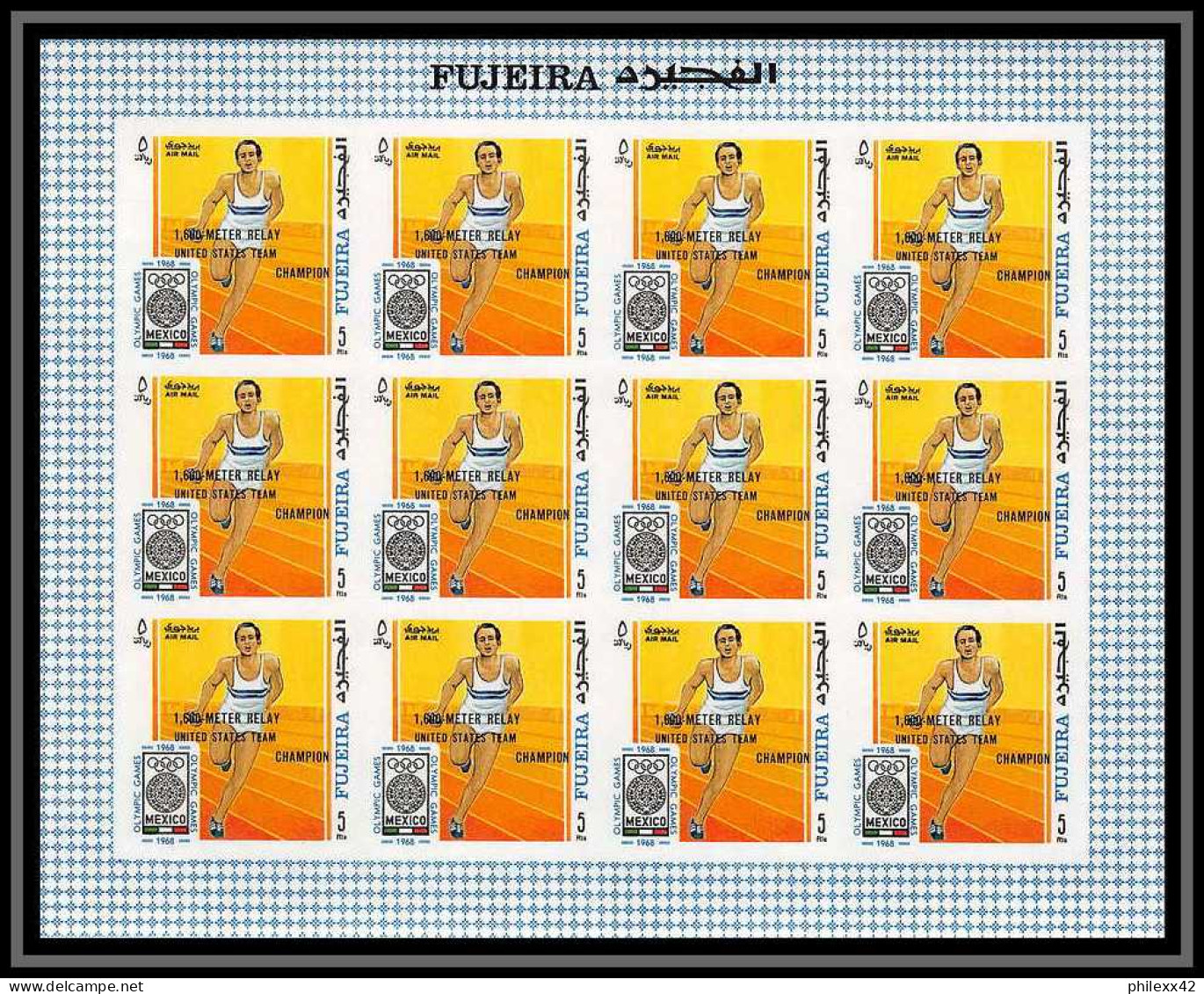 180 Fujeira MNH ** N° 292 / 301 B Overprint Non Dentelé (imperf) Jeux Olympiques Olympic Games Mexico Feuilles Sheets - Fujeira