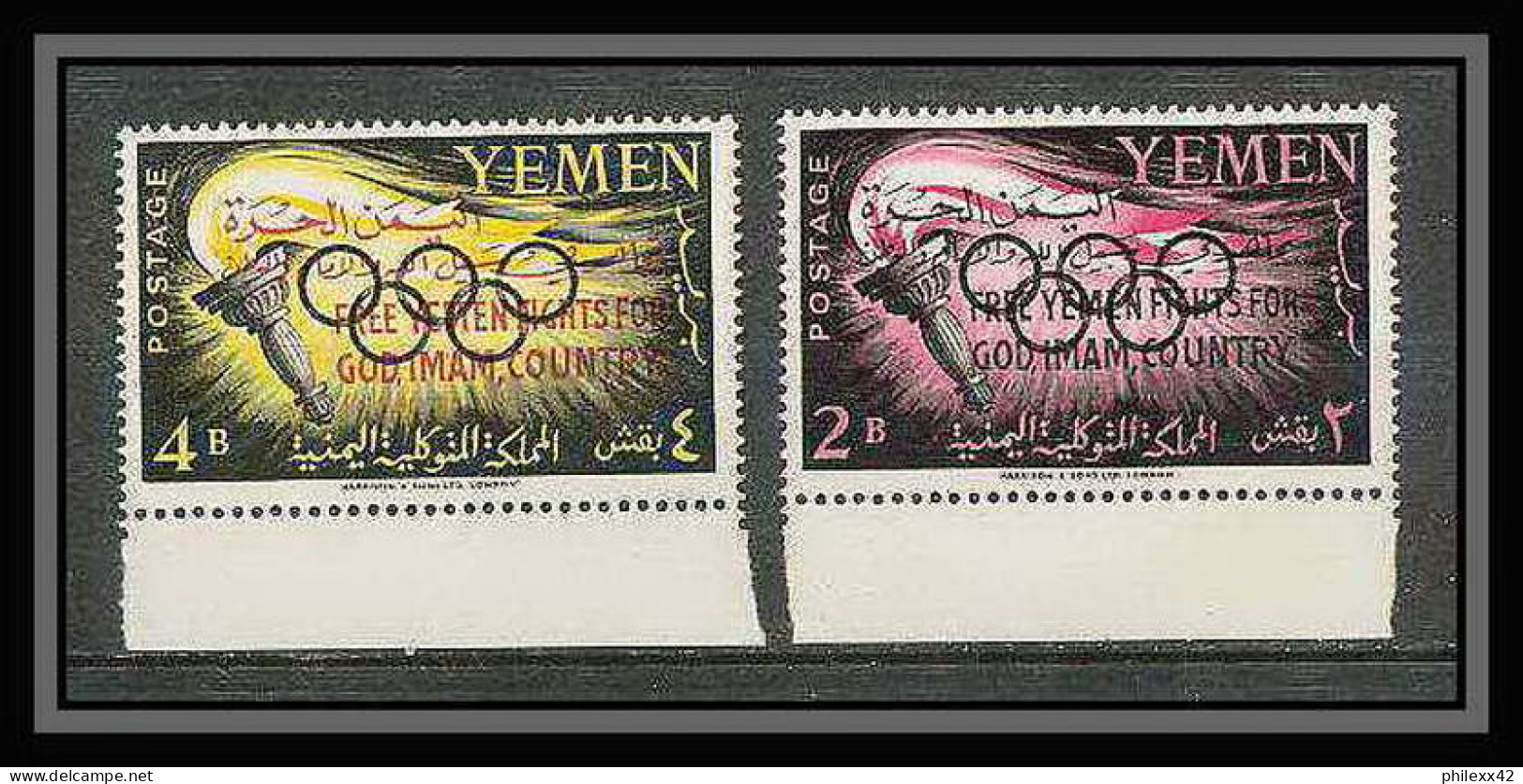 197 Yemen Kingdom MNH ** Mi N° 6 / 7 A 1962 Jeux Olympiques (olympic Games) Cote 10 Euros Overprinted In Red - Yémen