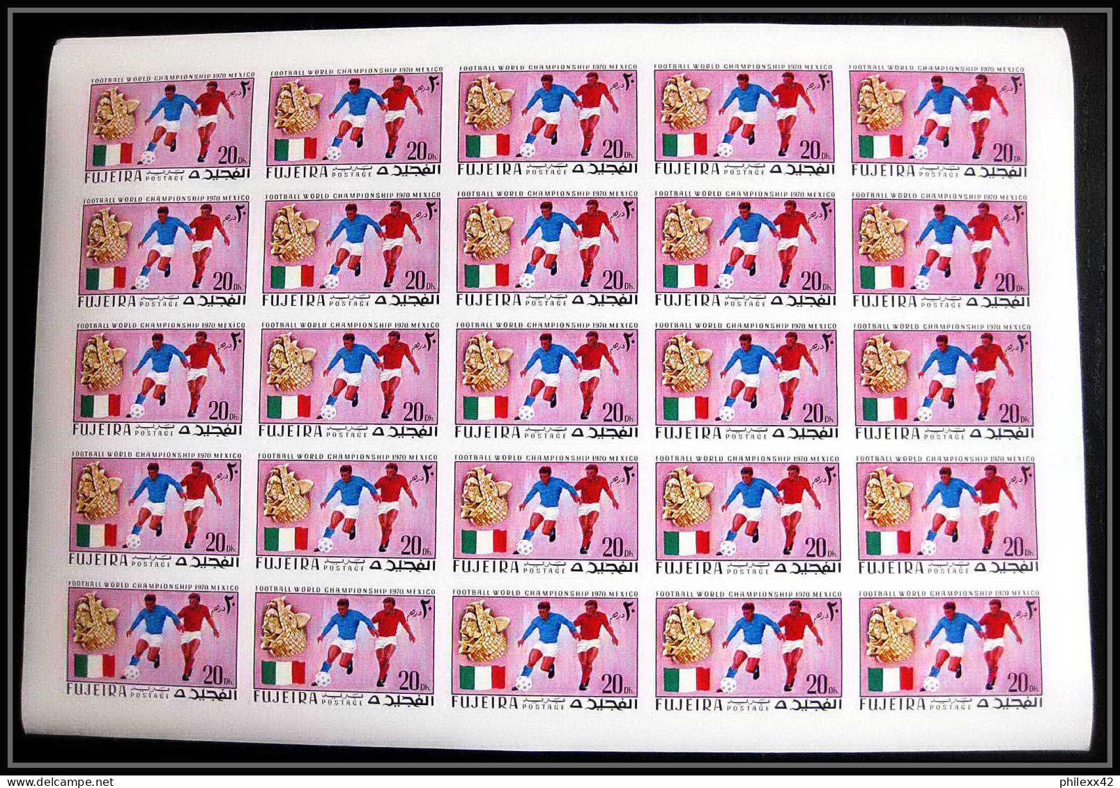 199e Fujeira MNH ** Mi N° 544 / 549 B Football (Soccer) Mexico 70 Non Dentelé ** MNH (Imperf) Feuilles (sheets) - 1970 – Mexico