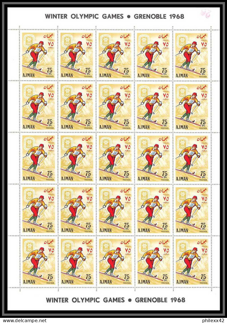 207c - Ajman MNH ** Mi N° 199 / 206 A Jeux Olympiques (olympic Games) Grenoble 68 Hockey Skating Jumping Feuilles Sheets - Winter 1968: Grenoble