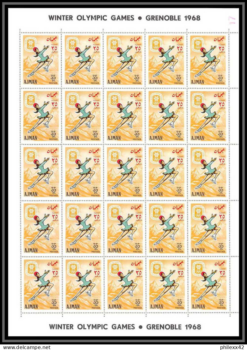 207c - Ajman MNH ** Mi N° 199 / 206 A jeux olympiques (olympic games) grenoble 68 hockey skating jumping feuilles sheets