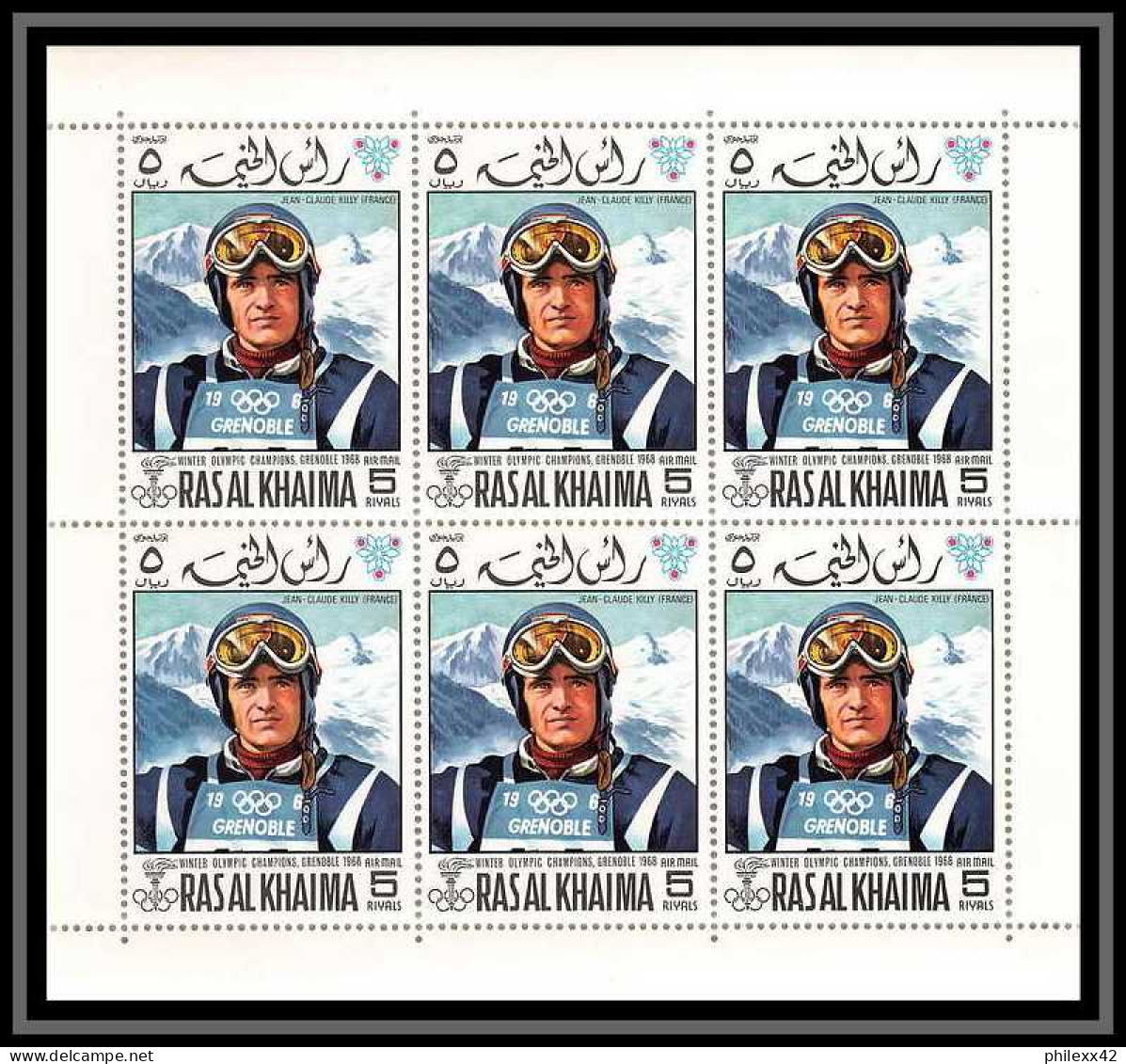 212a Ras Al Khaima MNH ** Mi N° 253 /258 A + 345 / 346 A Jeux Olympiques (olympic Games) GRENOBLE 68 Feuilles (sheets) - Hiver 1968: Grenoble