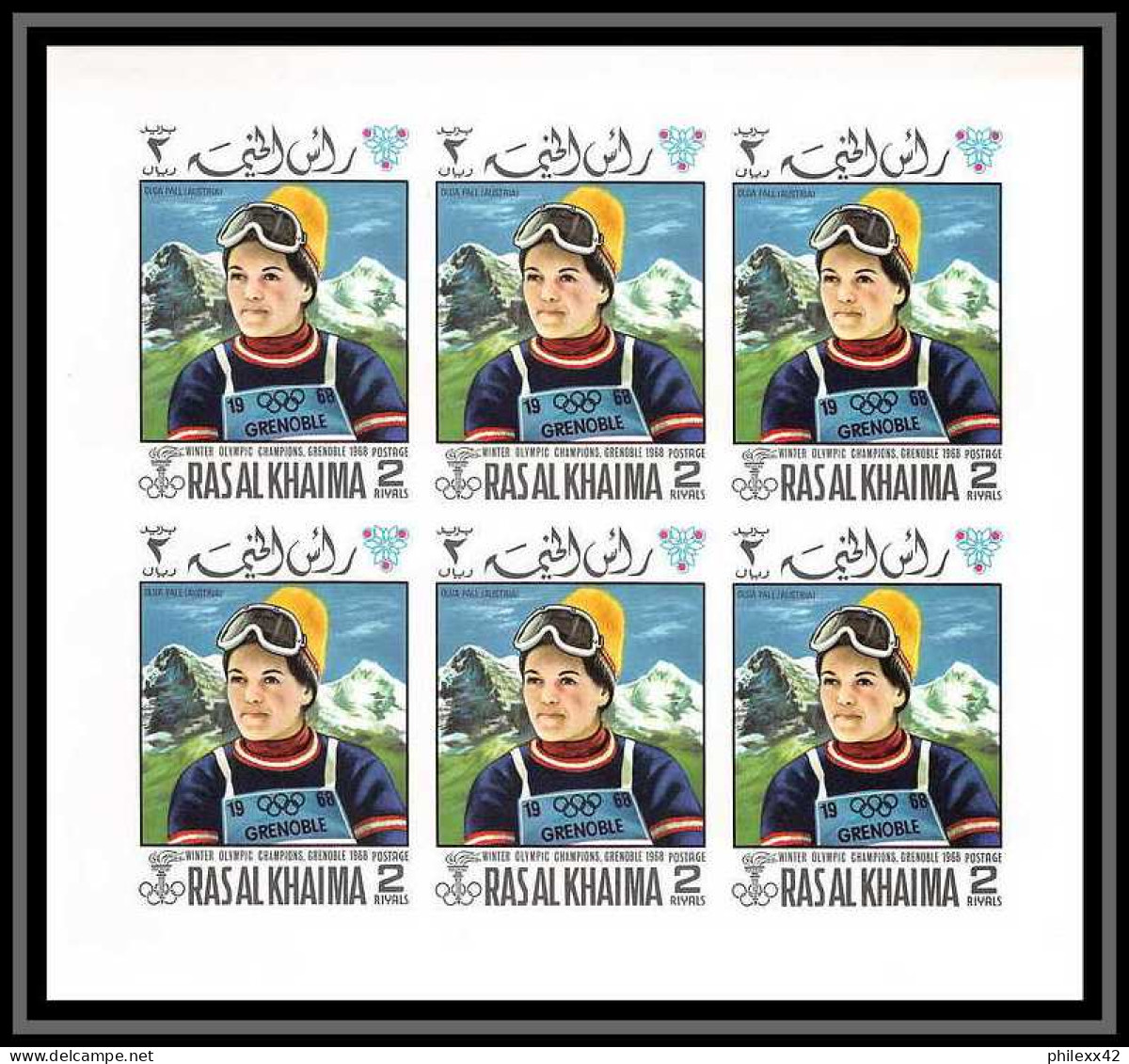 213b Ras Al Khaima MNH ** N° 253 /358 B Non Dentelé (imperf) Jeux Olympiques (olympic Games) GRENOBLE 68 Feuilles Sheets - Hiver 1968: Grenoble