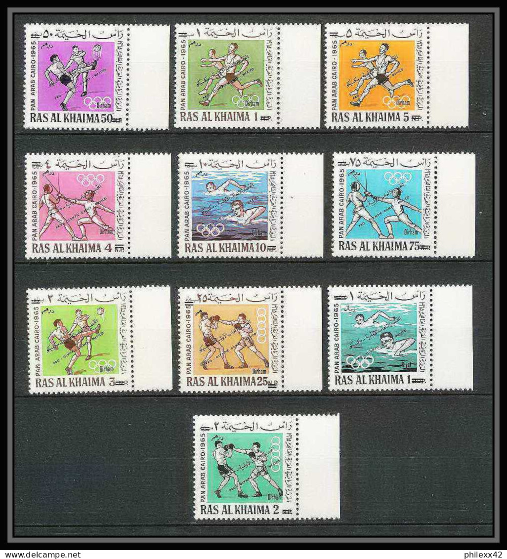 228 - Ras Al Khaima MNH ** Mi N° 113 / 122 A Pan Arab Games Boxe Boxing Football (Soccer) Escrime Fencing Overprint - Fencing