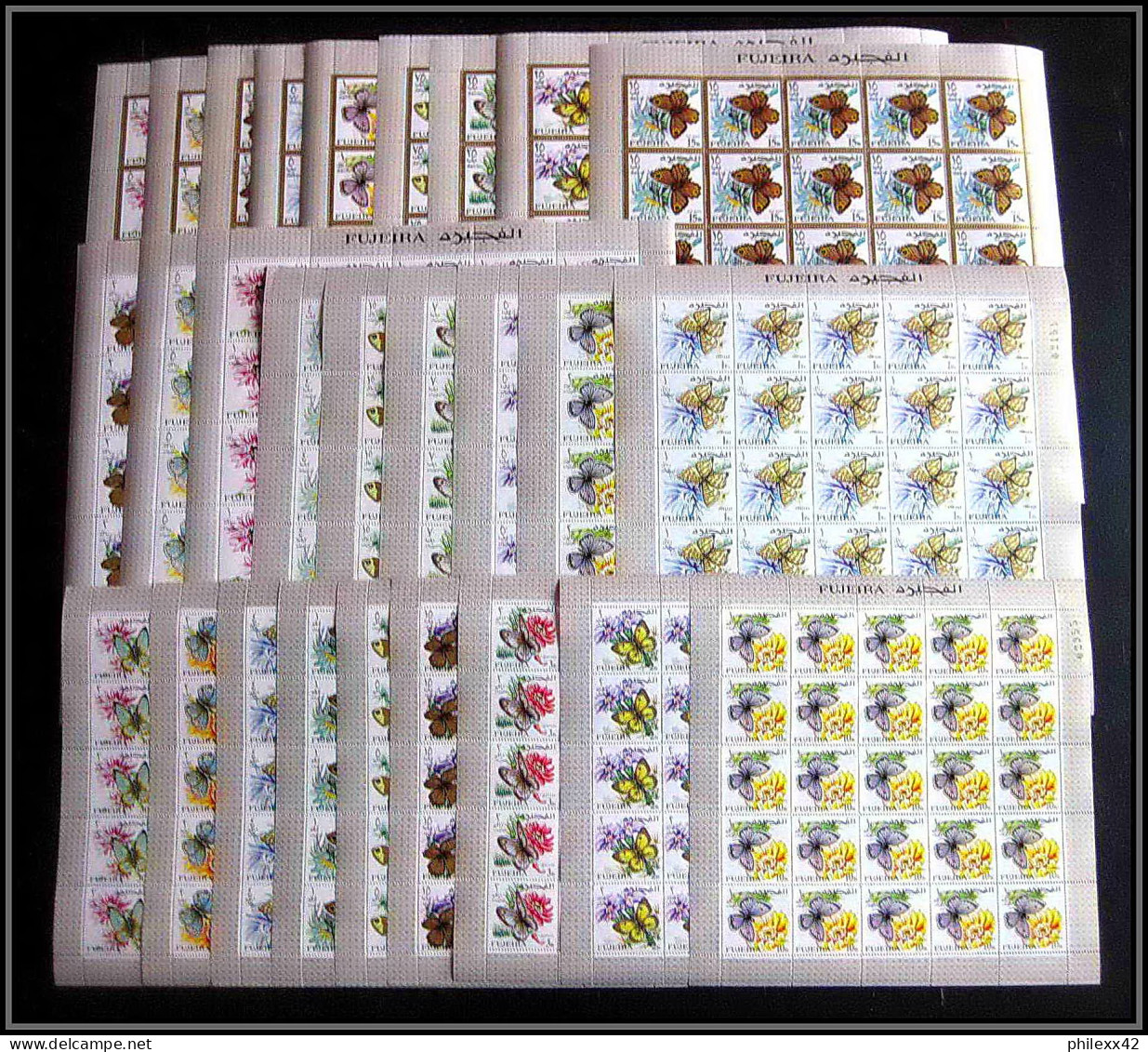 240b - Fujeira MNH ** Mi N° 159 / 185 A Papillons (butterflies Papillon) Feuilles (sheets) Rarissime Cote 500 Euros - Fujeira