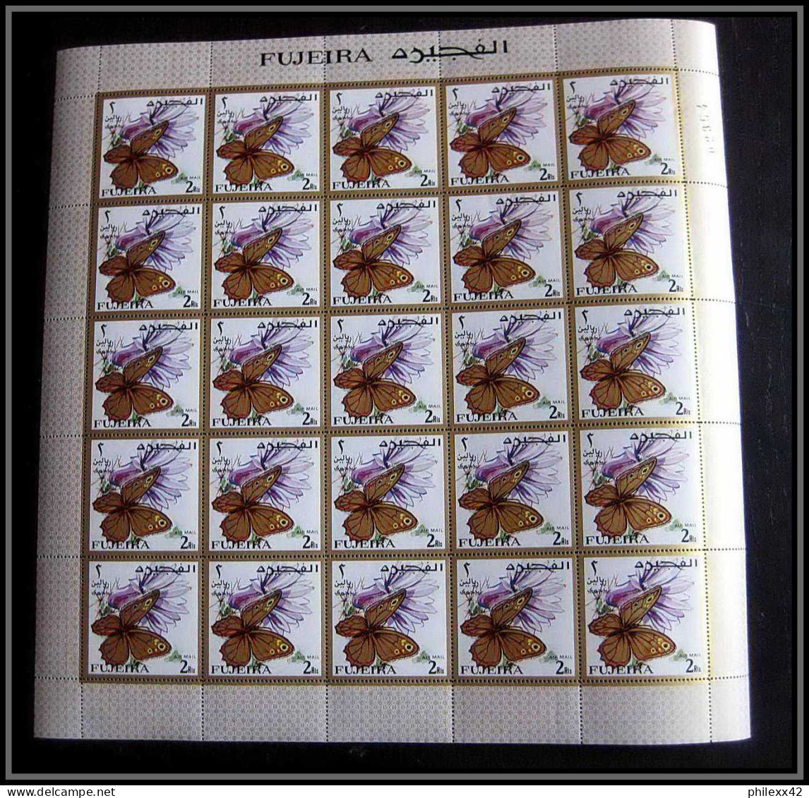 240b - Fujeira MNH ** Mi N° 159 / 185 A papillons (butterflies papillon) feuilles (sheets) rarissime cote 500 euros