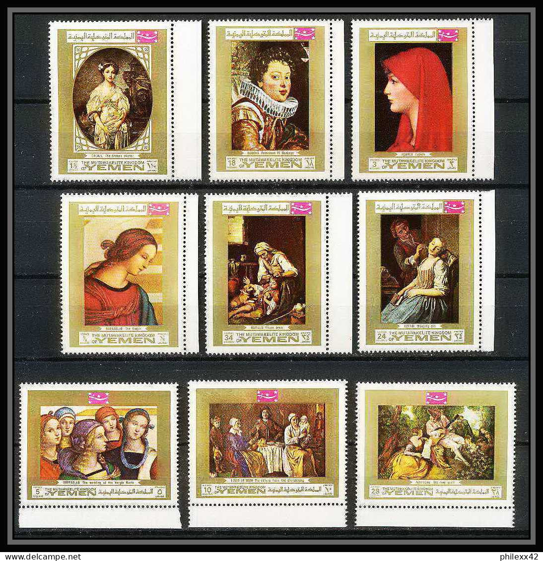 272 - Yemen Kingdom MNH ** Mi N° 717 / 725 A Tableau (tableaux Painting) Peinture (painting Rubens Raphael Murillo  - Rubens