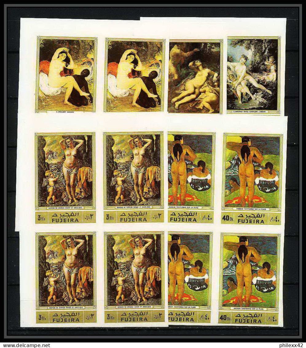 277d - Fujeira MNH ** Mi N° 1006 / 1010 B Tableau (tableaux Painting Nus Nudes Gauguin Bloc 4 Non Dentelé (Imperf) - Desnudos