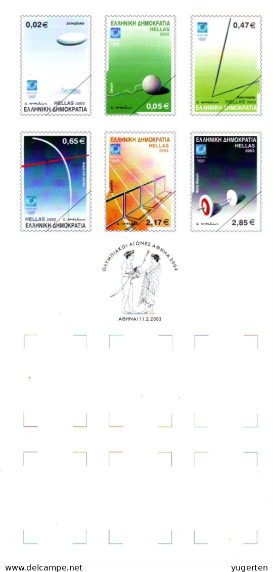 GRECE GREECE 2003 - Philatelic Document - JO Athens 2004 - Olympic Games - Olympics Tennis Weightlifting Halterophilie - Zomer 2004: Athene