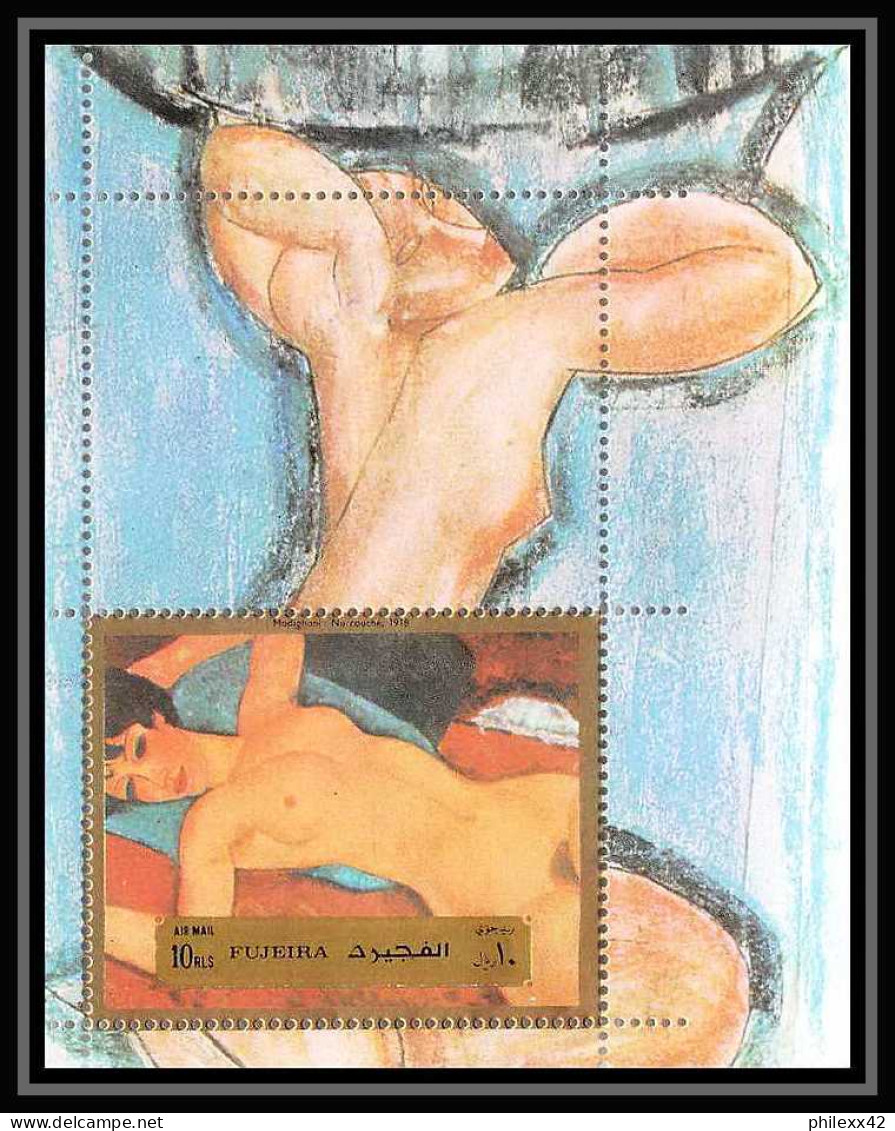 280c - Fujeira MNH ** Mi Bloc N° 117 A Amedeo Modiglianii Sans La Couleur Or (error Color Missing Proof - Desnudos