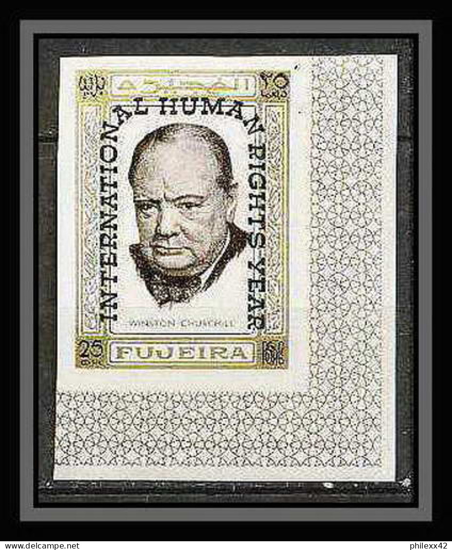 298e - Fujeira MNH ** Mi N°A 374 B Overprint Non Dentelé (Imperf) Churchill Human Right - Sir Winston Churchill