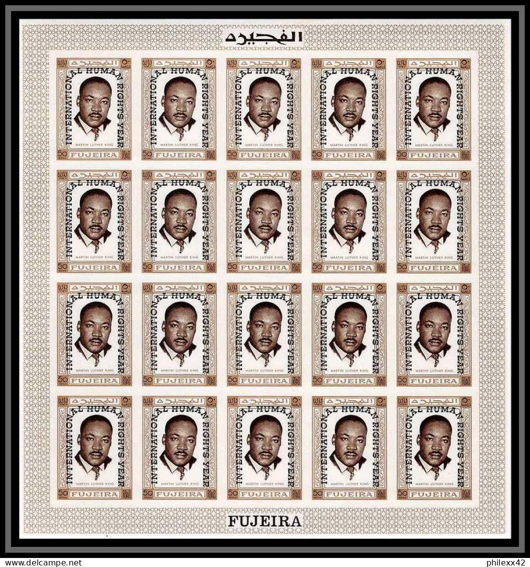 298h - Fujeira MNH ** Mi N°A 375 B Overprint Non Dentelé (Imperf) Luther King Feuilles (sheets) - Martin Luther King