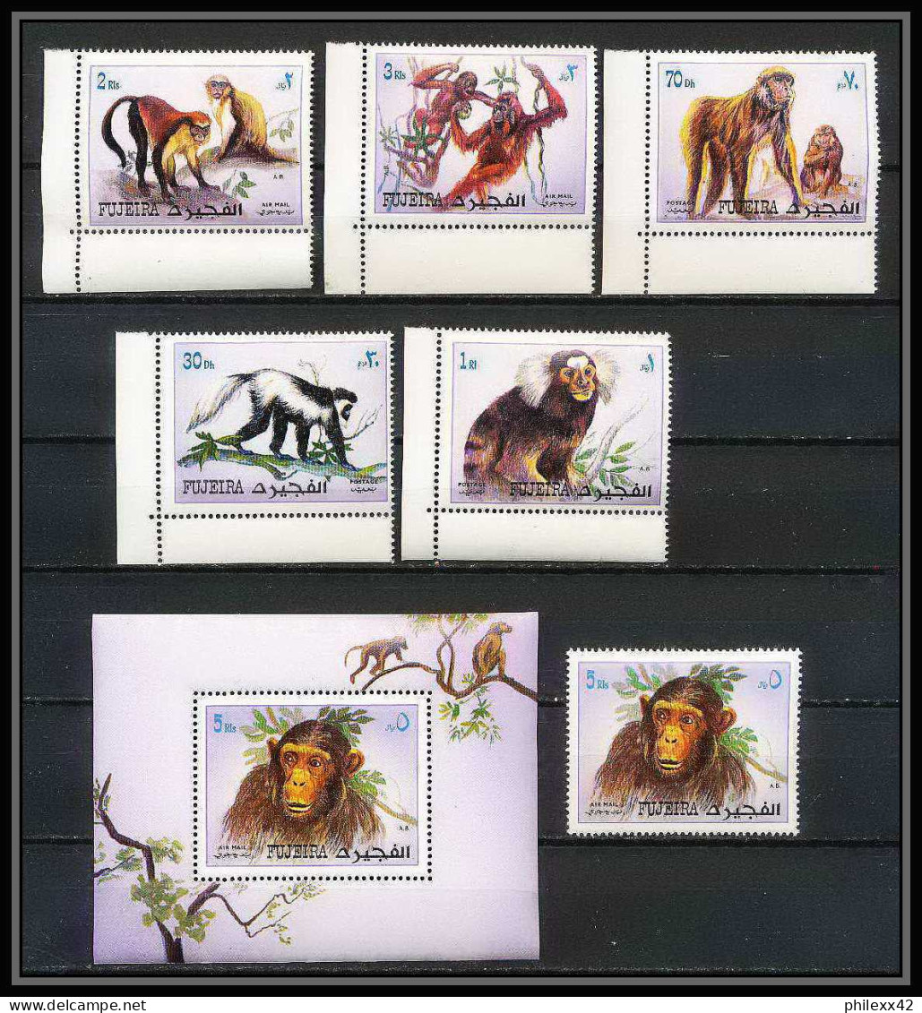 299b - Fujeira MNH ** Mi N° 1532 / 1536 A + Bloc N° 206 A Singe (monkeys Monkey Apes Singes) - Apen