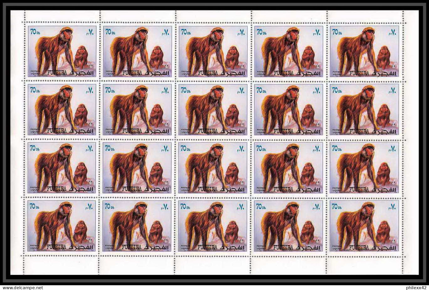 299d - Fujeira MNH ** Mi N° 1532 / 1536 A Singe (monkeys Monkey Apes Singes) Feuilles (sheets) - Apen