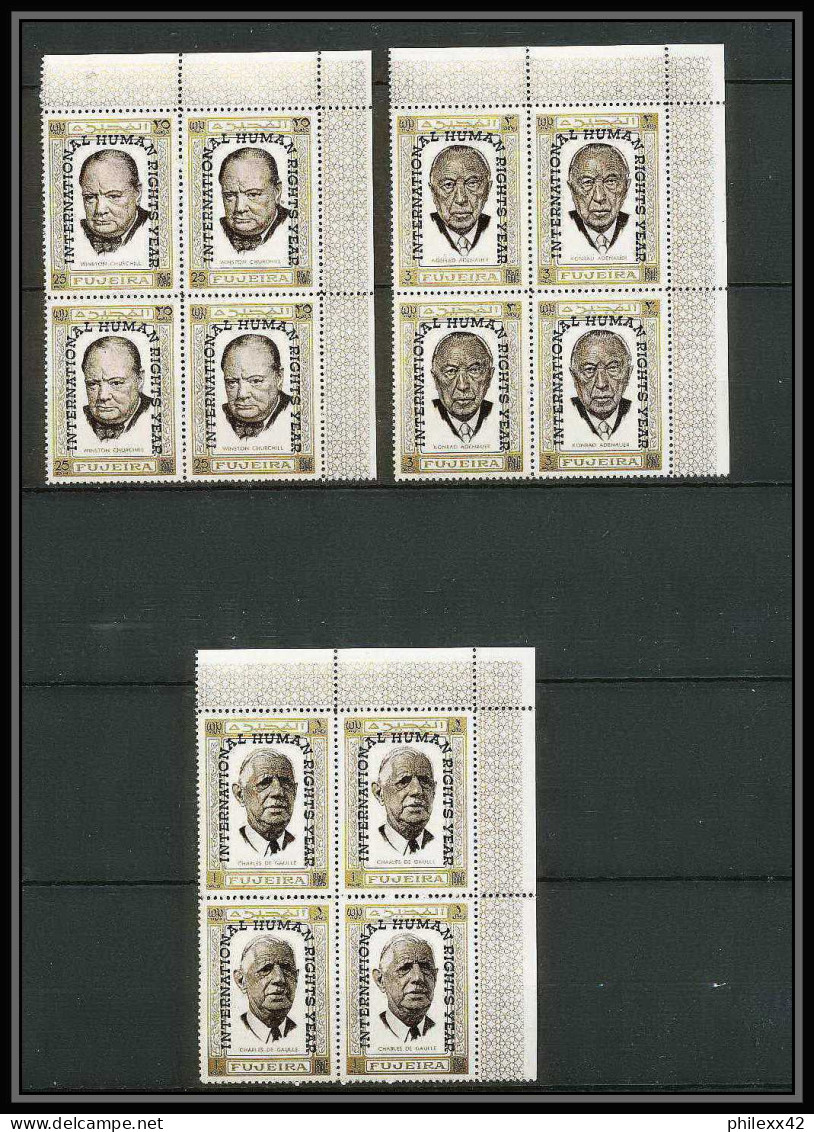 299i - Fujeira MNH ** Mi N° A 374 / 380 A Overprint De Gaulle Kennedy Churchill Pape Pope Adenauer Hammarskjöld Bloc  - Martin Luther King