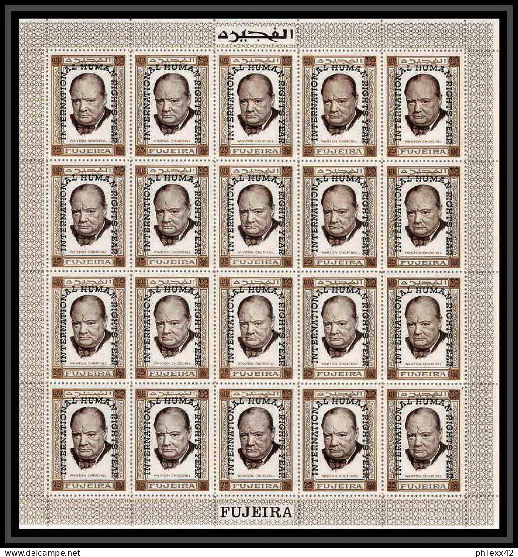 299n- Fujeira MNH ** Mi N°A 374 A Overprint Non Dentelé (Imperf) Churchill Feuilles (sheets) - Sir Winston Churchill