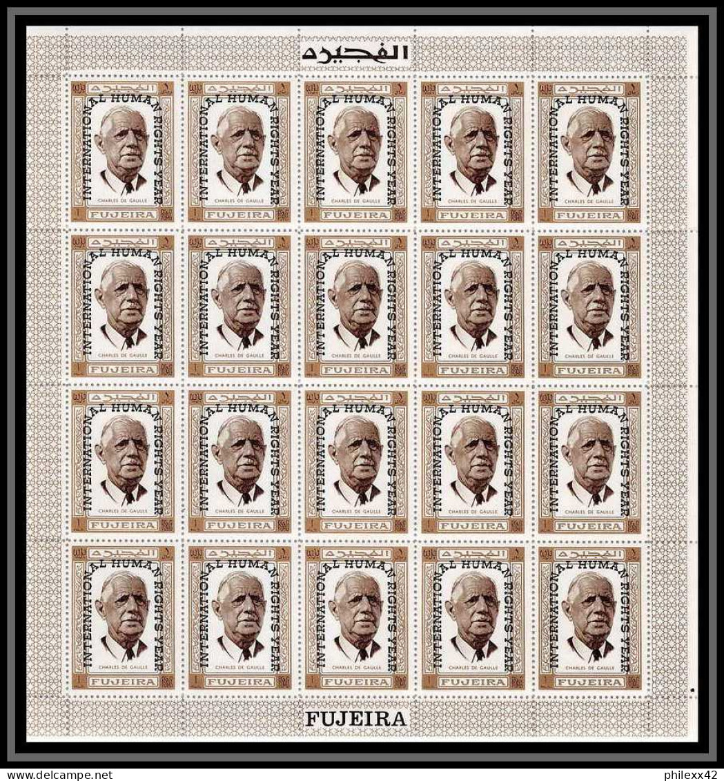 299j - Fujeira MNH ** Mi N° A 374 / 380 A Overprint De Gaulle Kennedy Churchill Pape Pope Adenauer Feuilles (sheets) - Kennedy (John F.)
