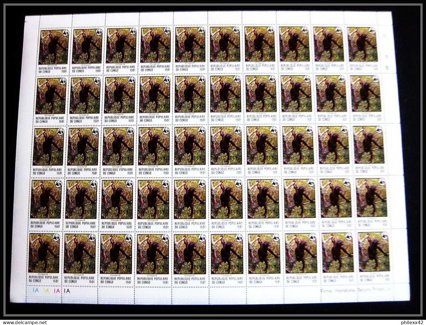 321b Congo Mi ** MNH N° 633 Singe Chimpanzé Chimpanzee (monkey Apes Singes) Cote 325 Euros Feuilles (sheets) - Apen