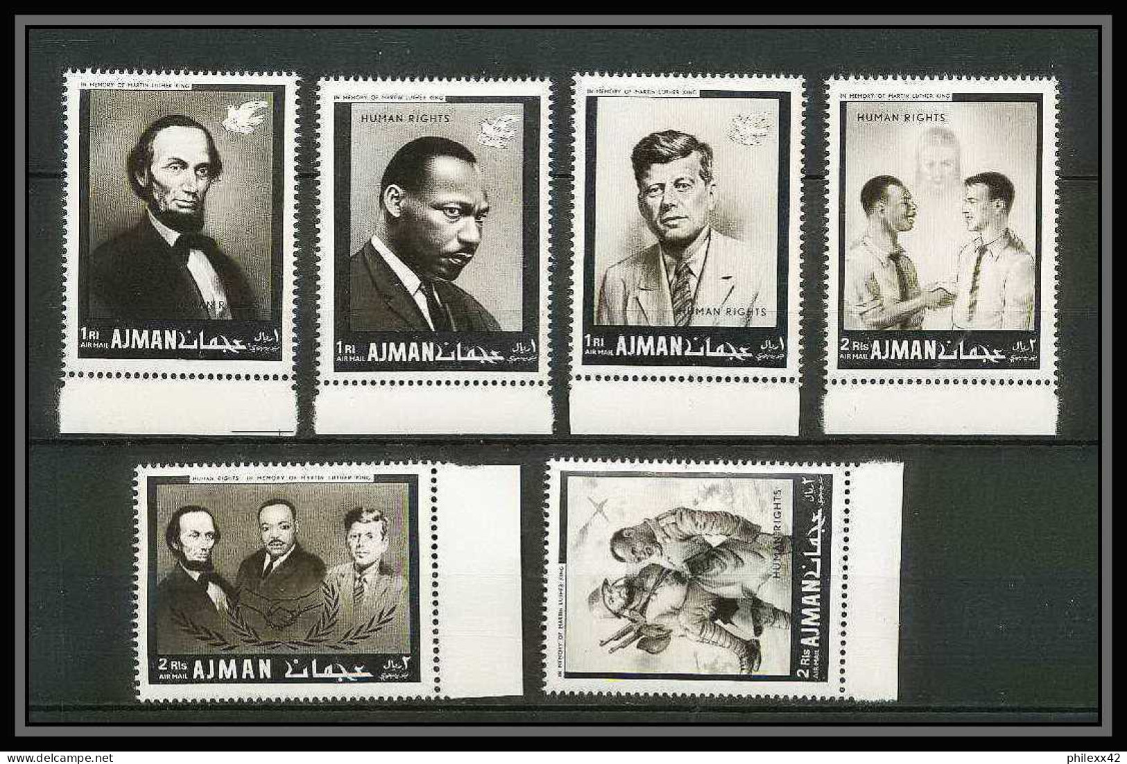 333 - Ajman MNH ** Mi N° 289 / 294 A Year Of Human Righrs Kennedy Martin Luther King Abraham Lincoln - Martin Luther King