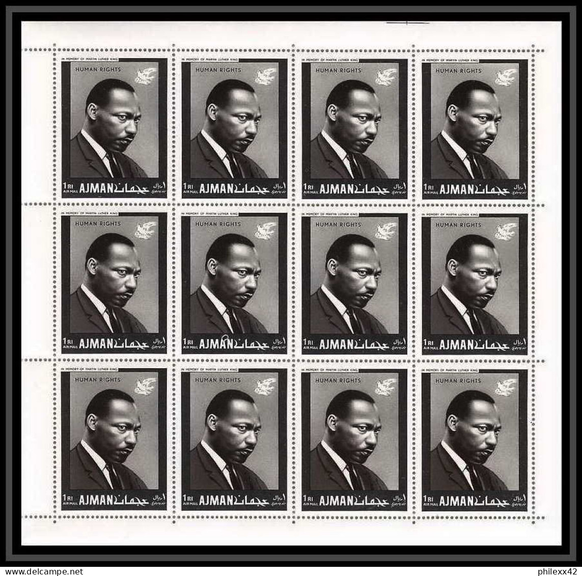 333h - Ajman MNH ** Mi N° 289 Year Of Human Righrs Martin Luther King Feuilles (sheets) - Martin Luther King