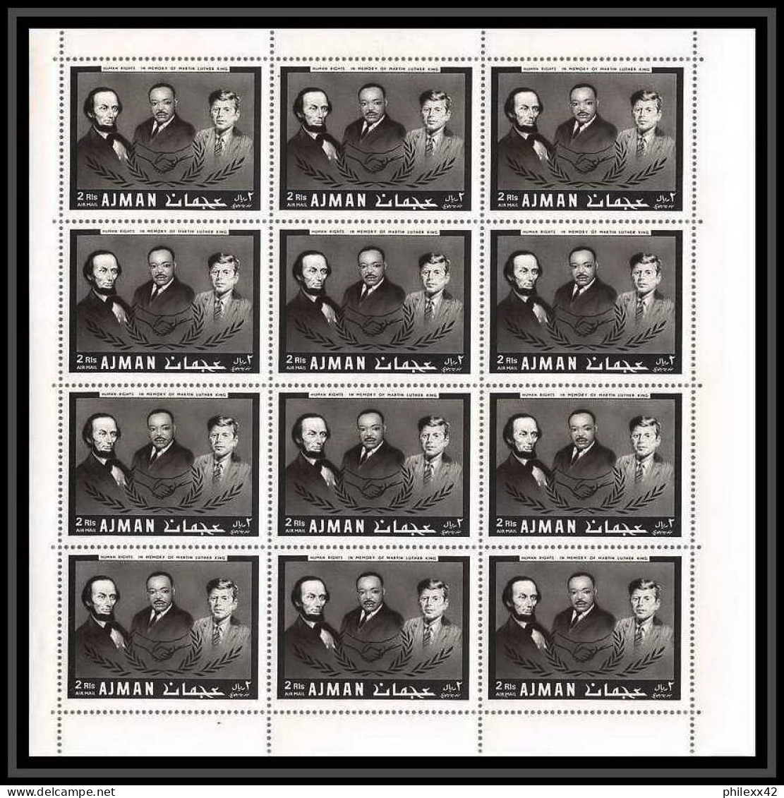 333d - Ajman MNH ** Mi N° 289 / 294 A Year Of Human Righrs Kennedy Martin Luther King Abraham Lincoln Feuilles (sheets) - Kennedy (John F.)
