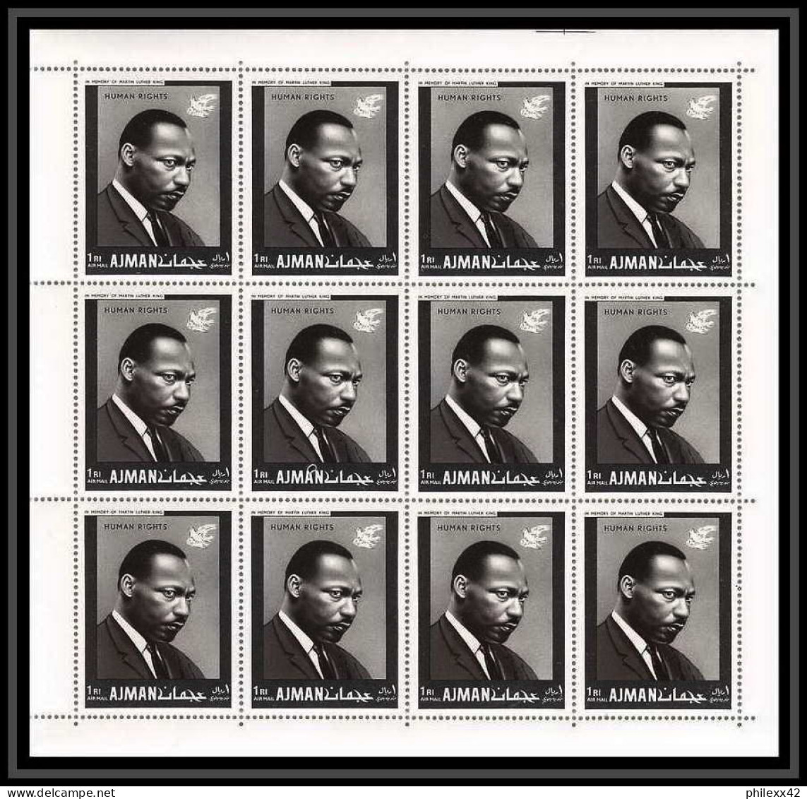 333d - Ajman MNH ** Mi N° 289 / 294 A Year Of Human Righrs Kennedy Martin Luther King Abraham Lincoln Feuilles (sheets) - Martin Luther King