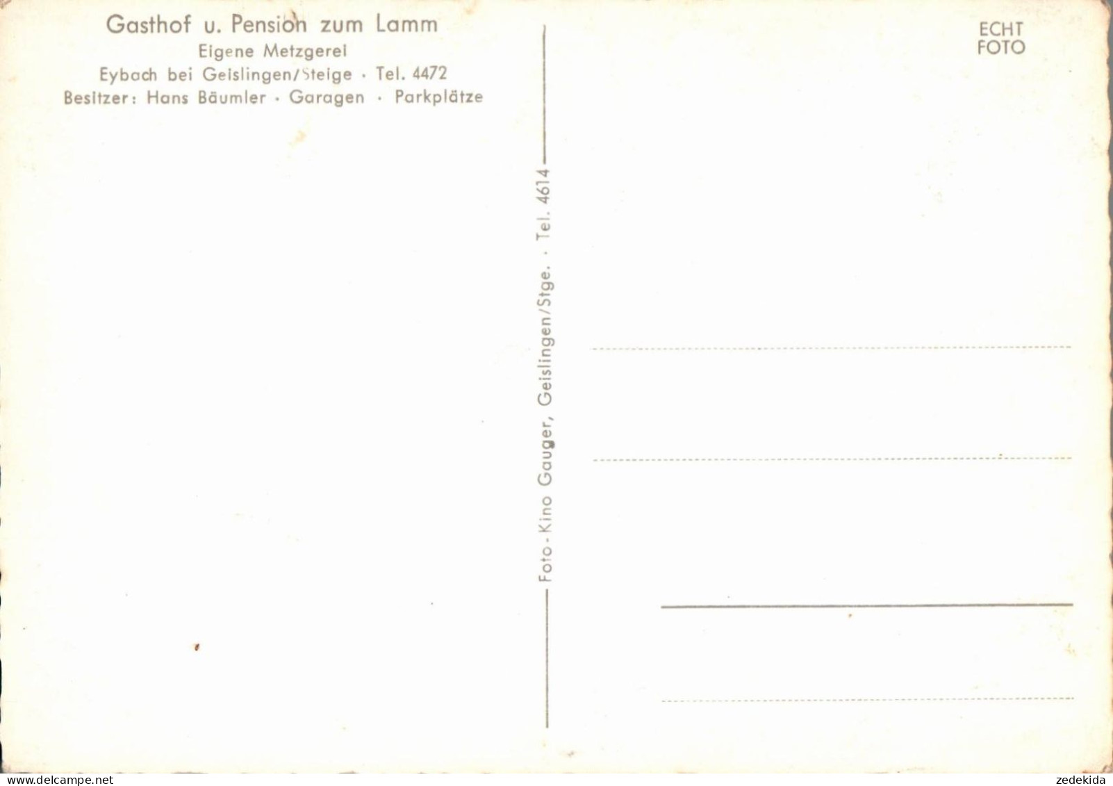 C2626 - TOP Eybach Geislingen An Der Steige - Gasthof Zum Lamm Metzgerei - Foto Kino Gauger - Geislingen