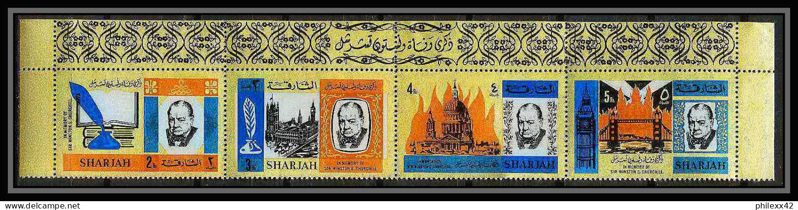 347 - Sharjah MNH ** Mi N° 221 / 224 A Winston Churchill London ( Parliament St Paul's Cathedral Big Ben Tower Bridge) - Sir Winston Churchill