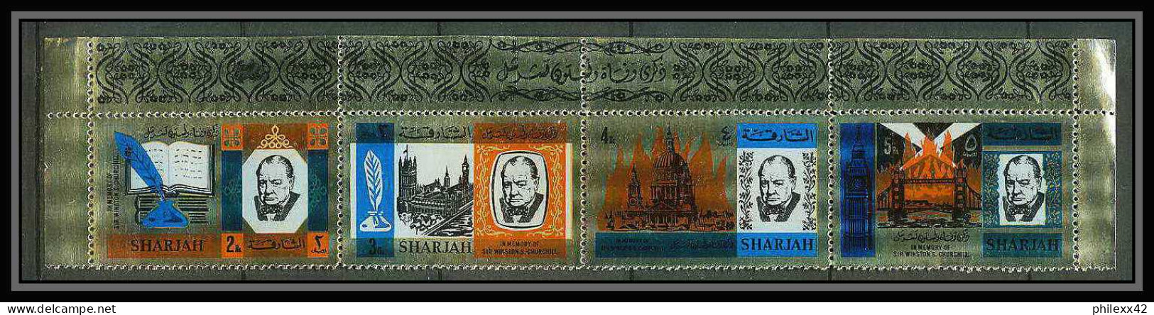 347e - Sharjah MNH ** Mi N° 221 / 224 A Tirage OR (gold Stamps) BRILLANT N° 221/224 TIRAGE OR BRILLANT Winston Churchill - Sir Winston Churchill