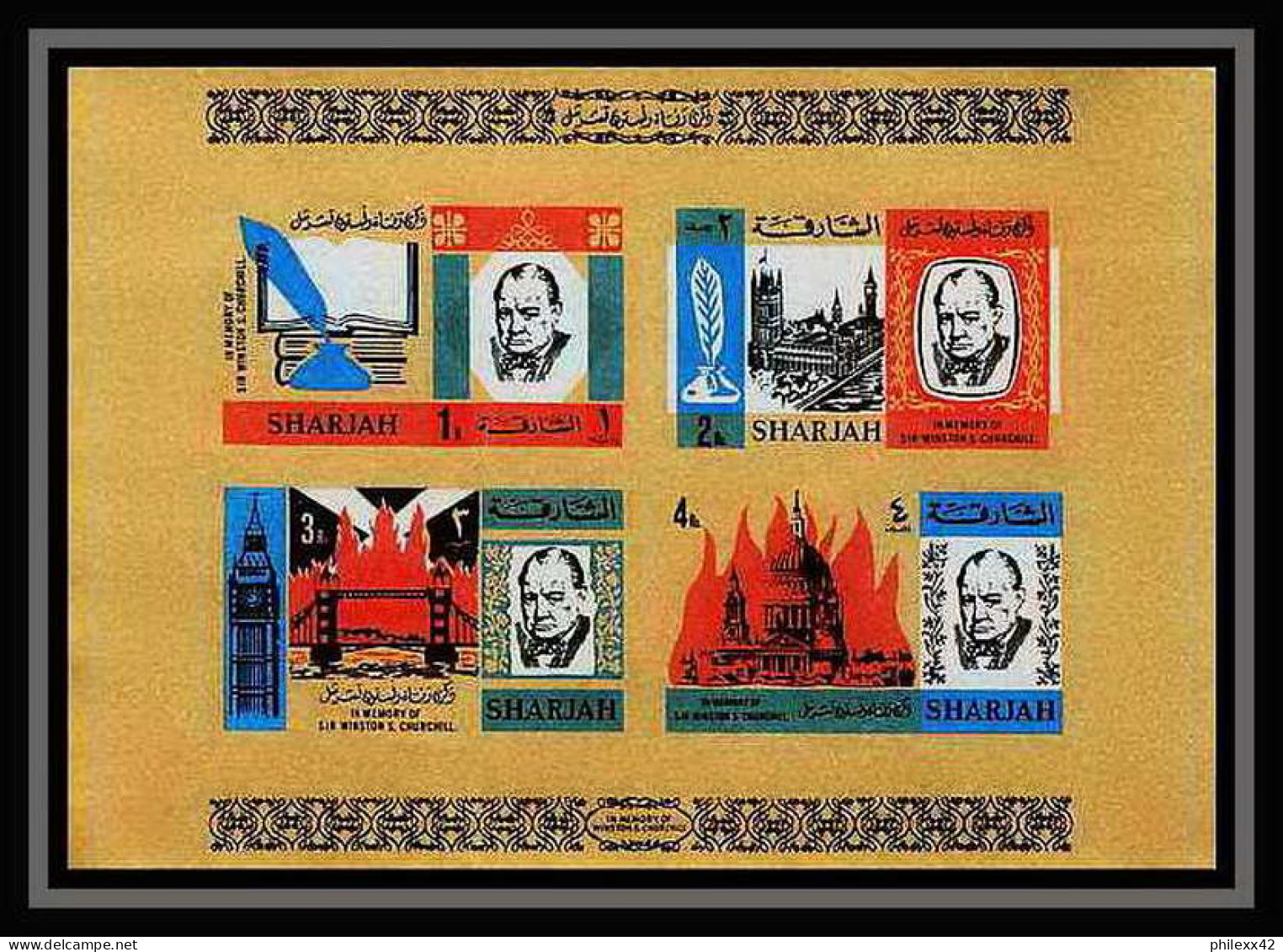 347z - Sharjah MNH ** Mi Bloc N° 16 B Winston Churchill London (st Paul's Cathedral Big Ben Non Dentelé (Imperf) - Sir Winston Churchill