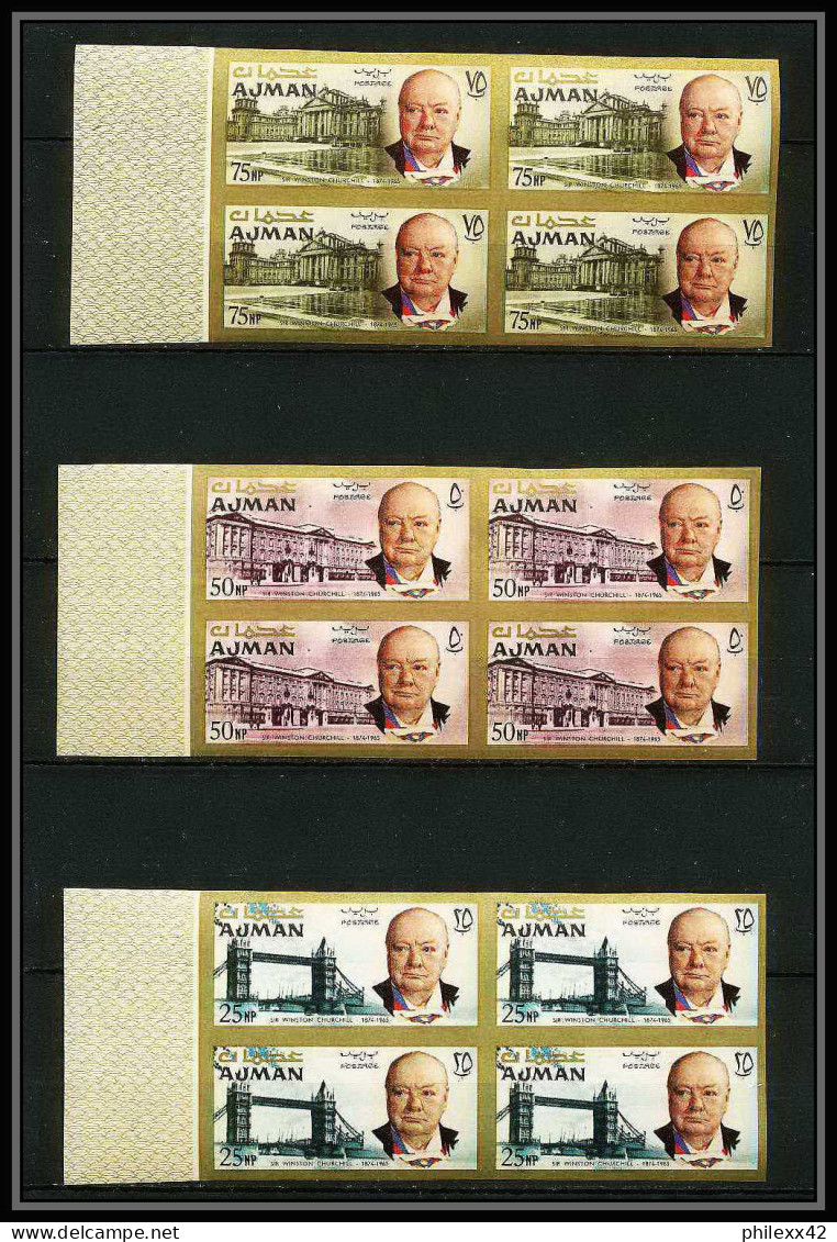 349d - Ajman MNH ** Mi N° 85 / 92 B Bloc 4 Winston Churchill Non Dentelé (Imperf) Cote 60 Euros - Sir Winston Churchill