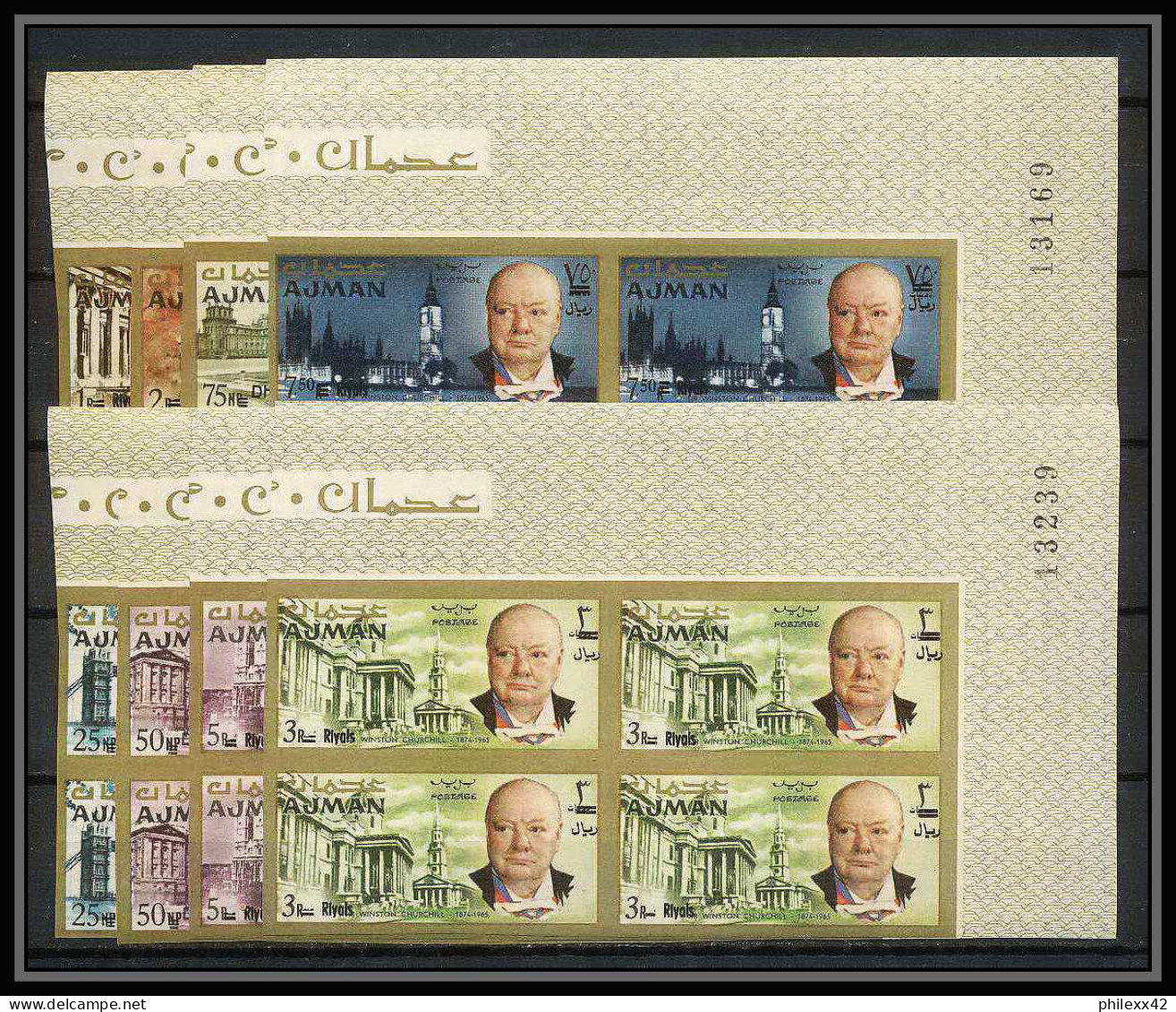 348b -Ajman MNH ** Mi N° 117 /124 B Winston Churchill Non Dentelé (Imperf) Bloc 4 Cote 80 Euros - Sir Winston Churchill