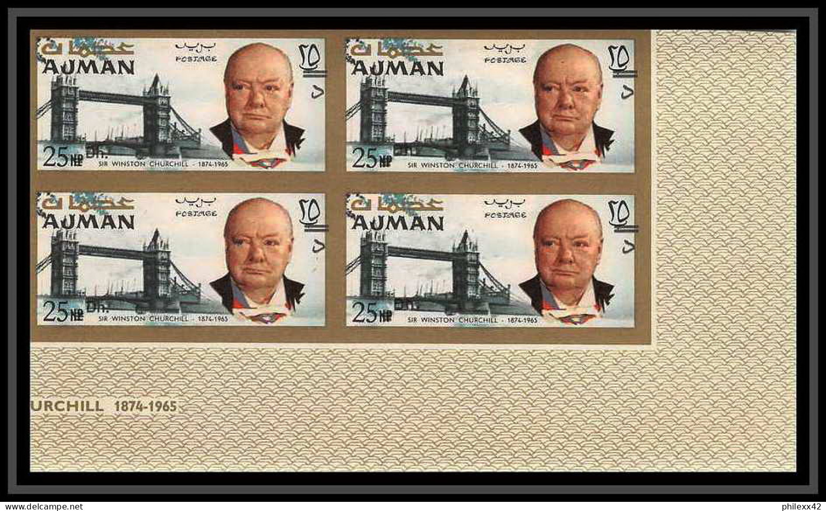 348b -Ajman MNH ** Mi N° 117 /124 B Winston Churchill Non Dentelé (Imperf) Bloc 4 Cote 80 Euros - Sir Winston Churchill