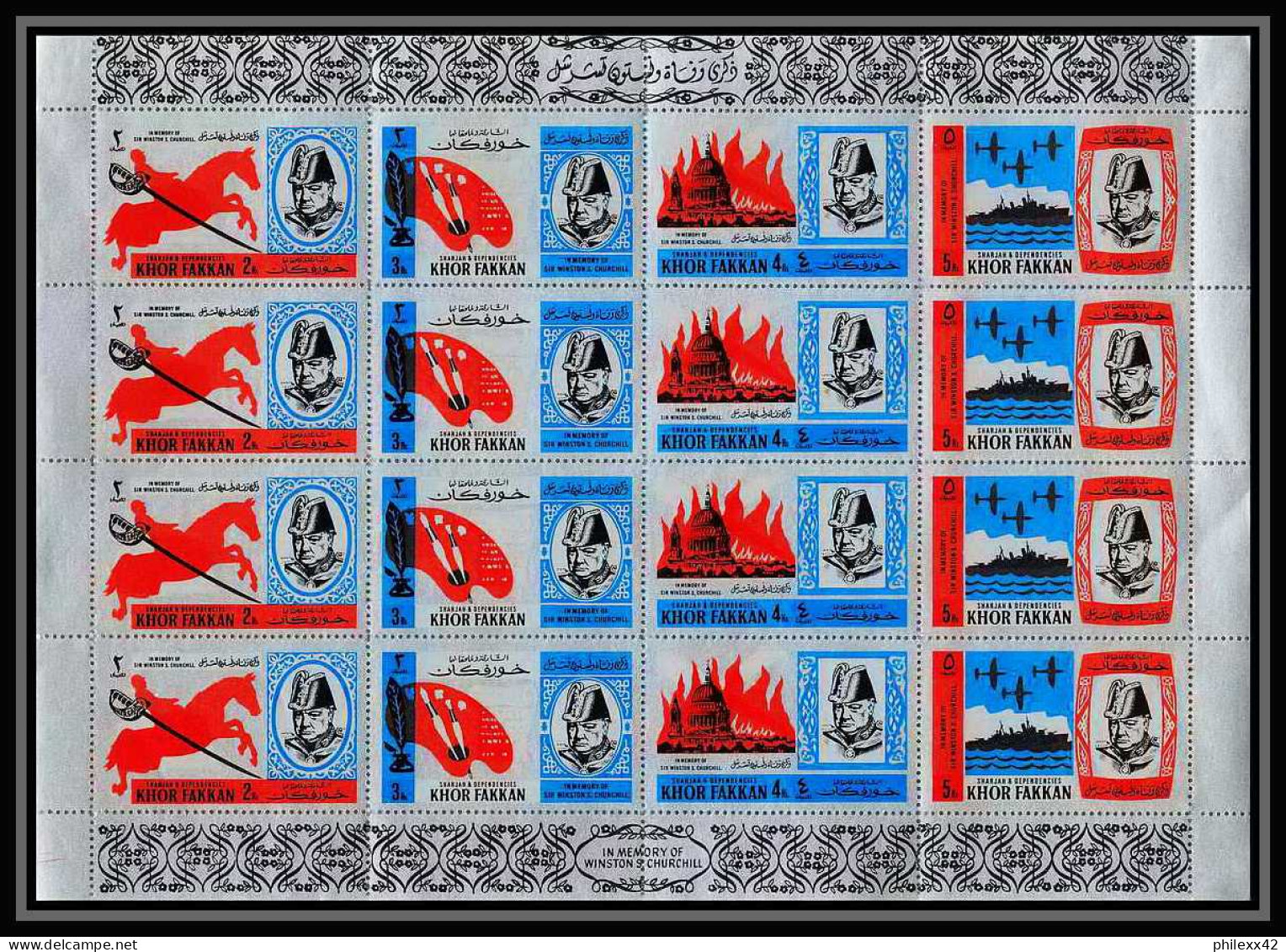 352d - Sharjah Khor Fakkan MNH ** N° 46 / 49 A Churchill Feuilles (sheets) Winston Churchill (jumping St Paul's - Sir Winston Churchill