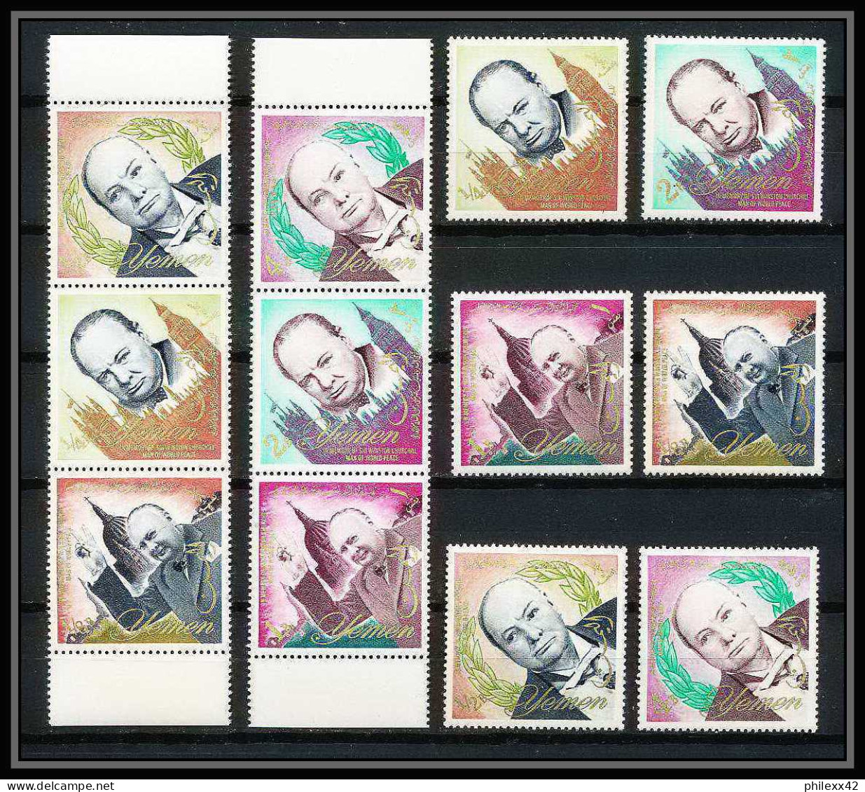 356b - Yemen Kingdom MNH ** Mi N° 153 / 158 A + Bande CHURCHILL - Sir Winston Churchill