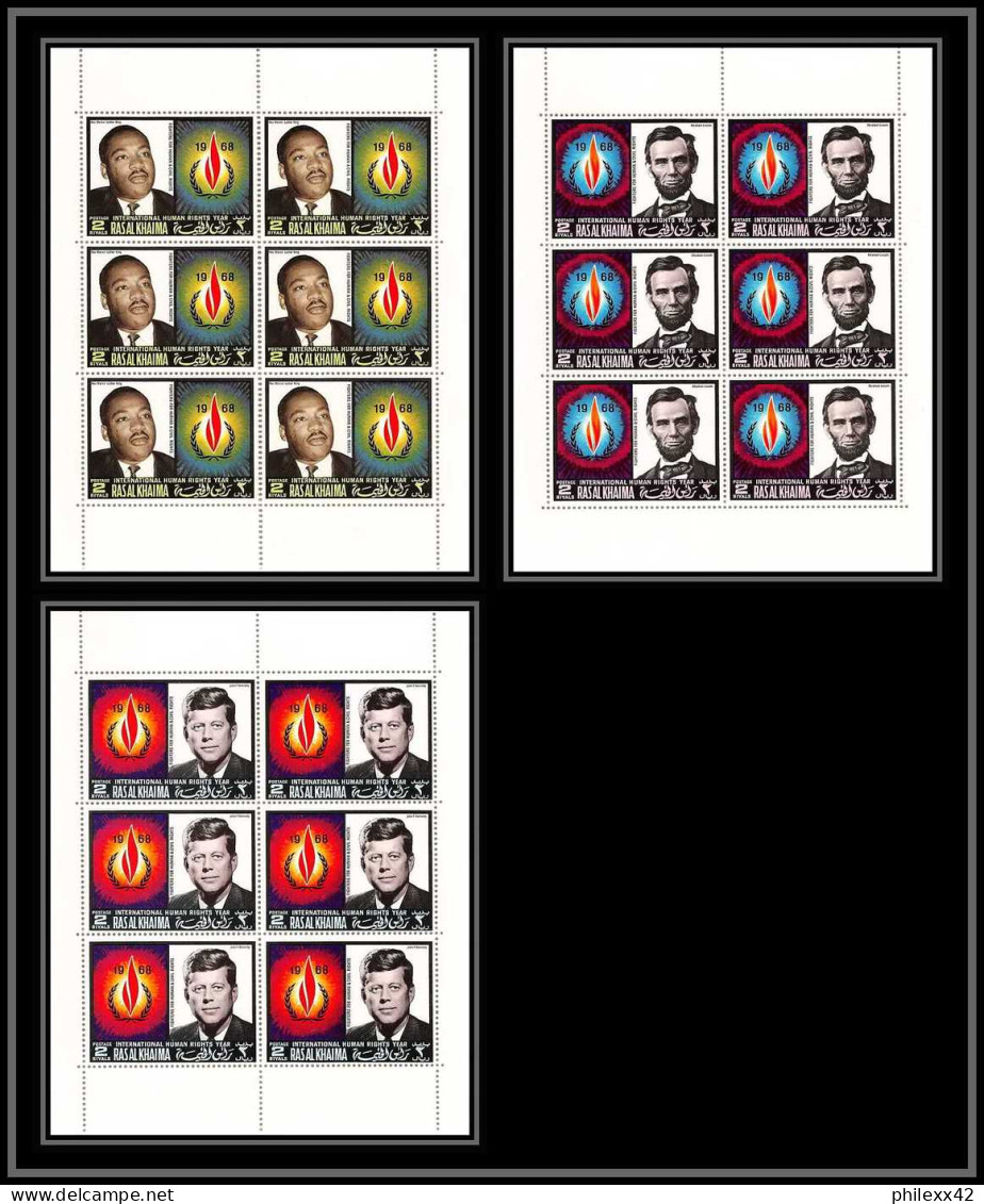 358 - Ras Al Khaima MNH ** Mi N° 226 / 228 A Human Rights Kennedy Lincoln Luther King Feuilles (sheets) - Martin Luther King