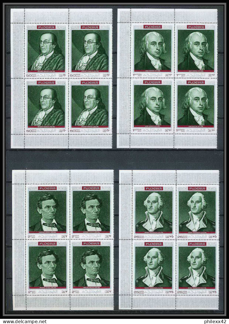 364a Fujeira MNH ** Mi N° 485 / 494 A Personalities From American History Espace Space Kennedy Armstrong Lincoln Bloc 4 - Kennedy (John F.)