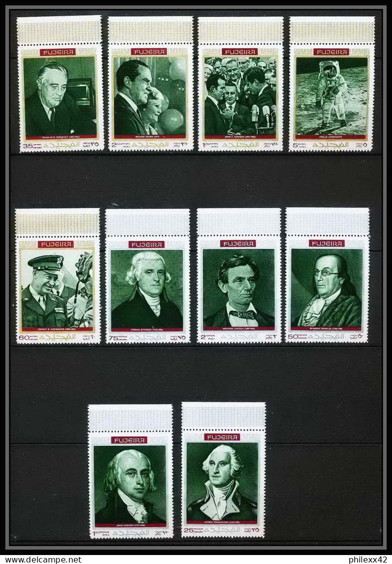364z Fujeira MNH ** Mi N° 485 / 494 A Personalities From American History Espace (space) Kennedy Armstrong Lincoln Nixon - Kennedy (John F.)