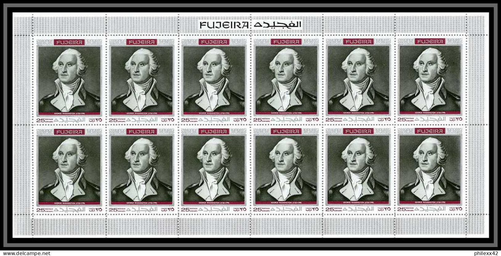 364 Fujeira MNH ** Mi N° 485 / 494 A Personalities From American History Space Kennedy Armstrong Lincoln Feuilles Sheets - Unabhängigkeit USA