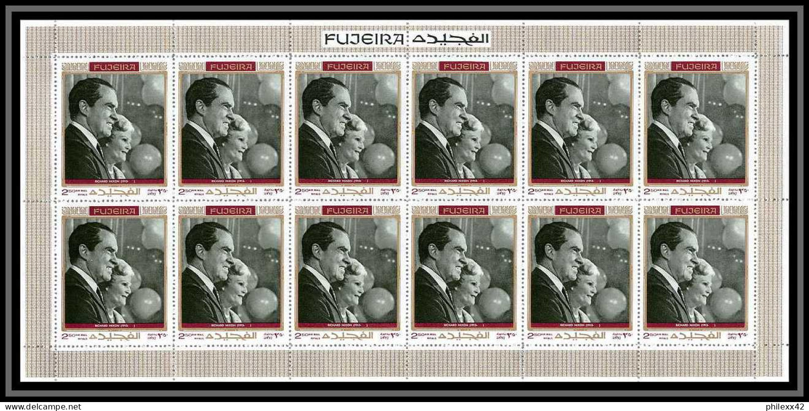 364 Fujeira MNH ** Mi N° 485 / 494 A personalities from american history space kennedy armstrong lincoln feuilles sheets
