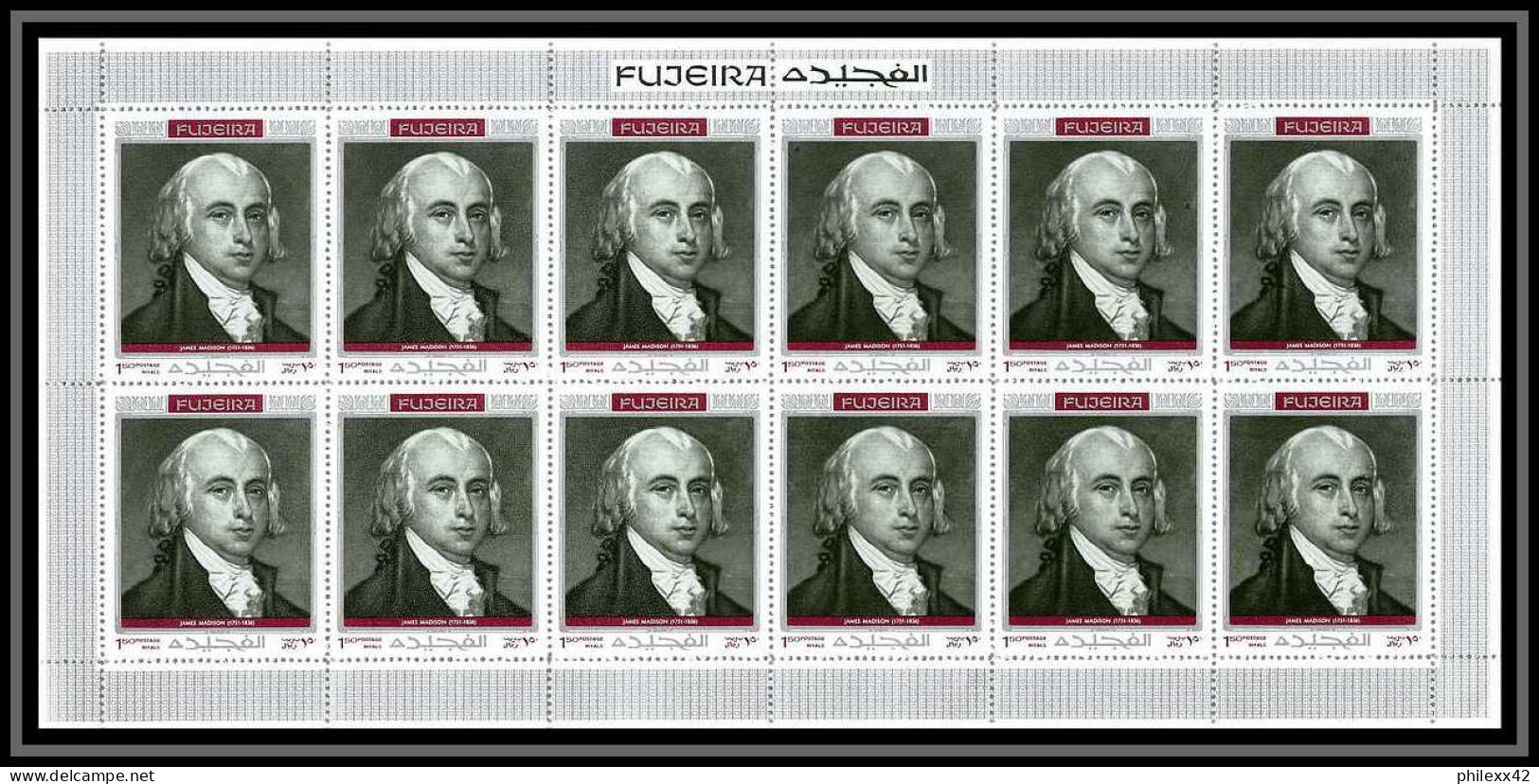 364 Fujeira MNH ** Mi N° 485 / 494 A personalities from american history space kennedy armstrong lincoln feuilles sheets