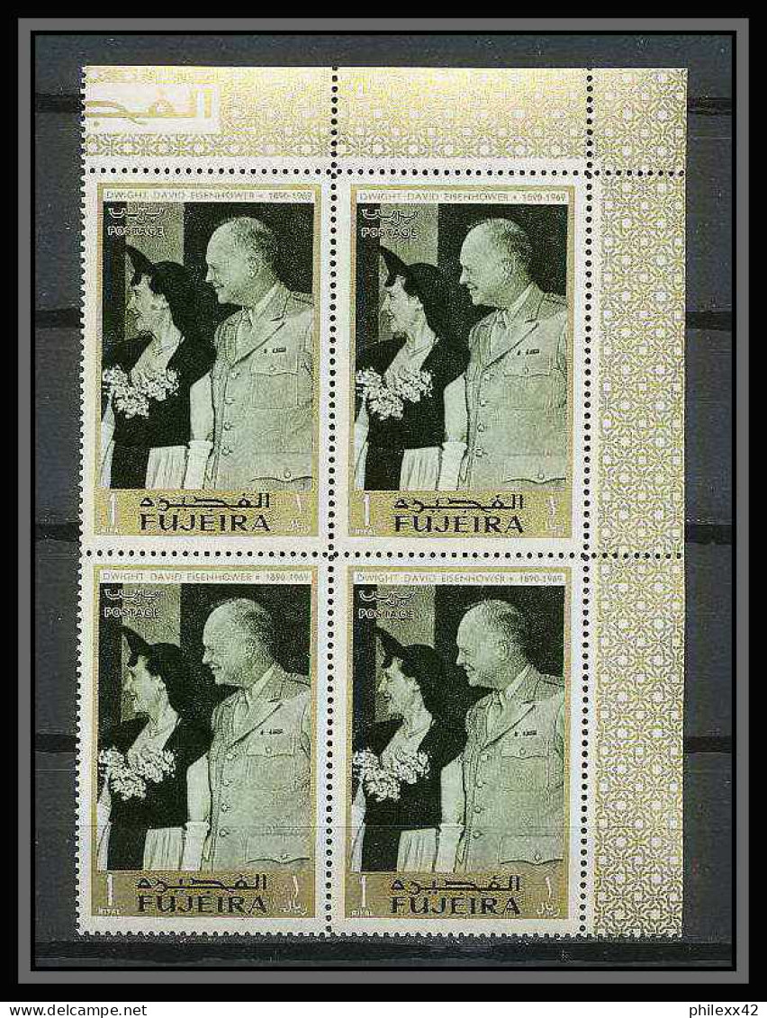 365c - Fujeira MNH ** Mi N° 365 / 373 A Usa Dwight D. Eisenhower American Président Bloc 4 Cote 48 Euros - Us Independence