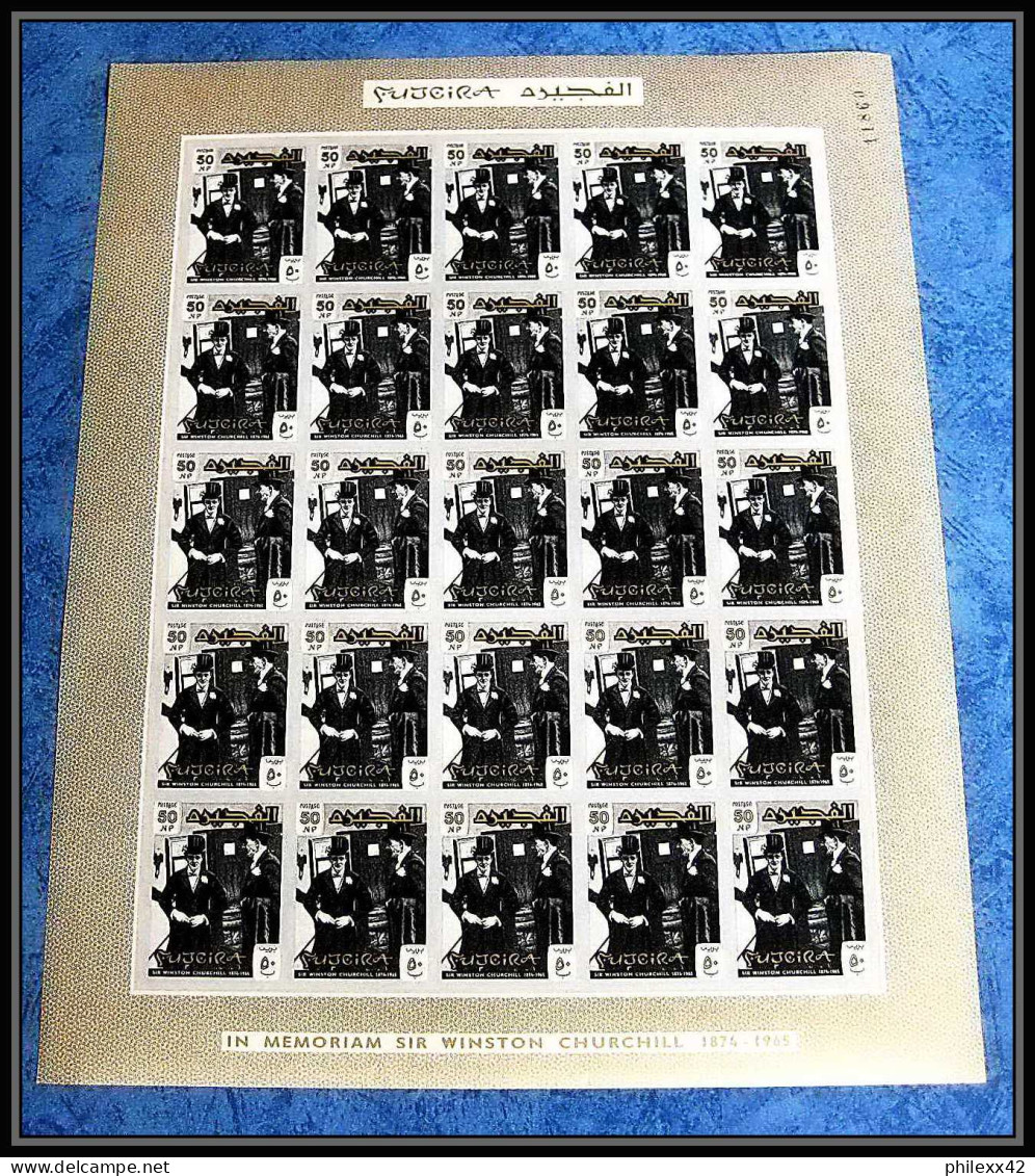 369 - Fujeira MNH ** Mi N° 60 / 67 B Winston Churchill feuilles (sheets) non dentelé (Imperf) COTE 187.5