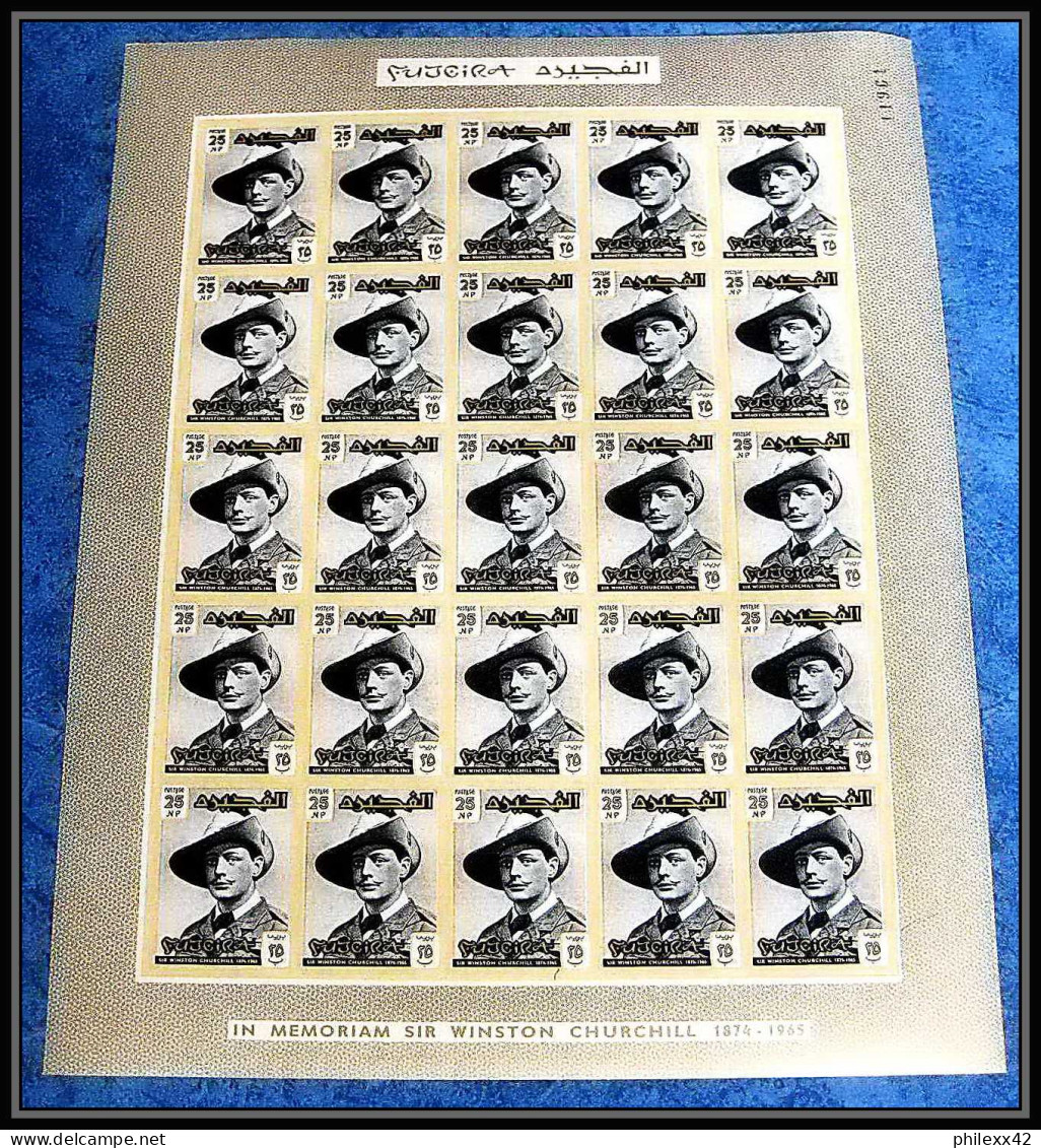 369 - Fujeira MNH ** Mi N° 60 / 67 B Winston Churchill feuilles (sheets) non dentelé (Imperf) COTE 187.5