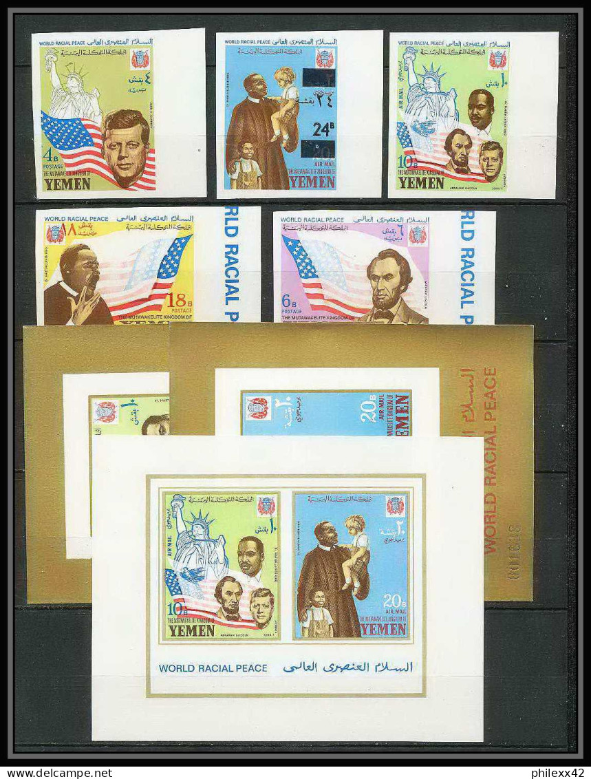 371 - Yemen Kingdom MNH ** Mi N° 585 / 589 B + BLOC 130 / 132 Non Dentelé (Imperf) Ethnic Equality Luther King - Martin Luther King