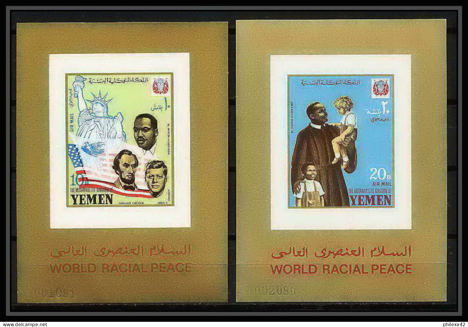 371 - Yemen Kingdom MNH ** Mi N° 585 / 589 B + BLOC 130 / 132 Non Dentelé (Imperf) Ethnic Equality Luther King - Martin Luther King