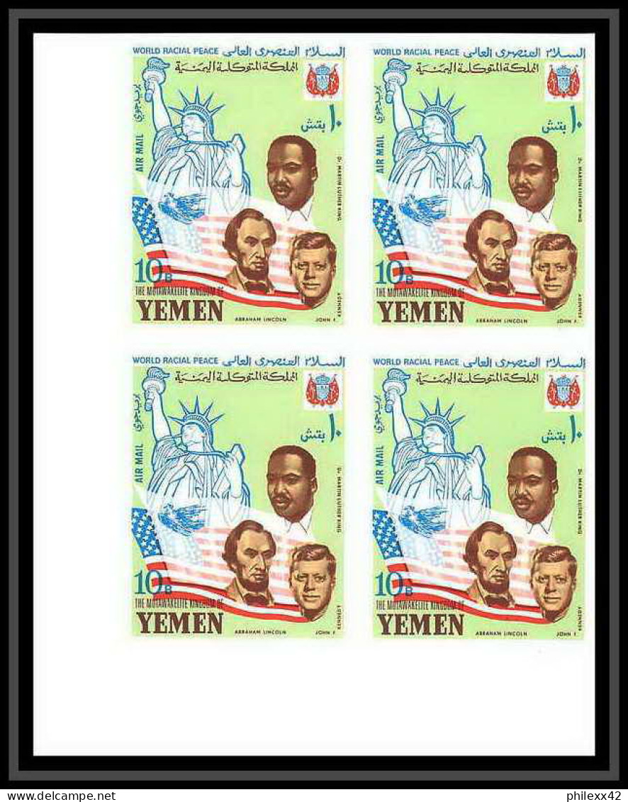 371b - Yemen Kingdom MNH ** Mi N° 585 / 589 B Bloc 4 Non Dentelé (Imperf) Kennedy Luther King Lincoln - Martin Luther King