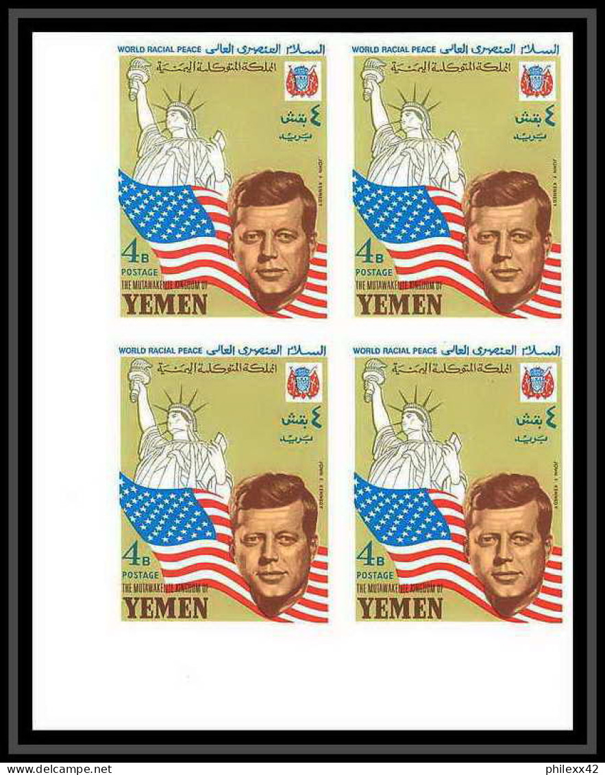 371b - Yemen Kingdom MNH ** Mi N° 585 / 589 B Bloc 4 Non Dentelé (Imperf) Kennedy Luther King Lincoln - Martin Luther King