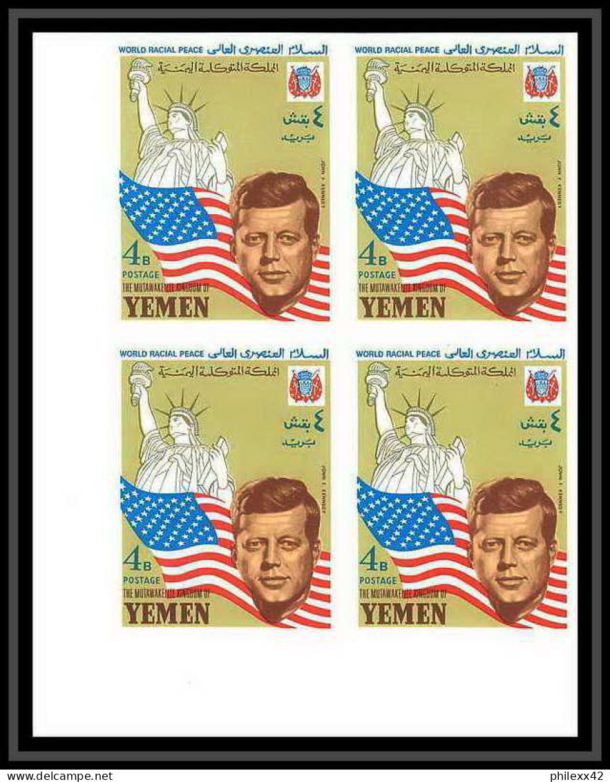 371b - Yemen Kingdom MNH ** Mi N° 585 / 589 B Bloc 4 Non Dentelé (Imperf) Kennedy Luther King Lincoln - Kennedy (John F.)